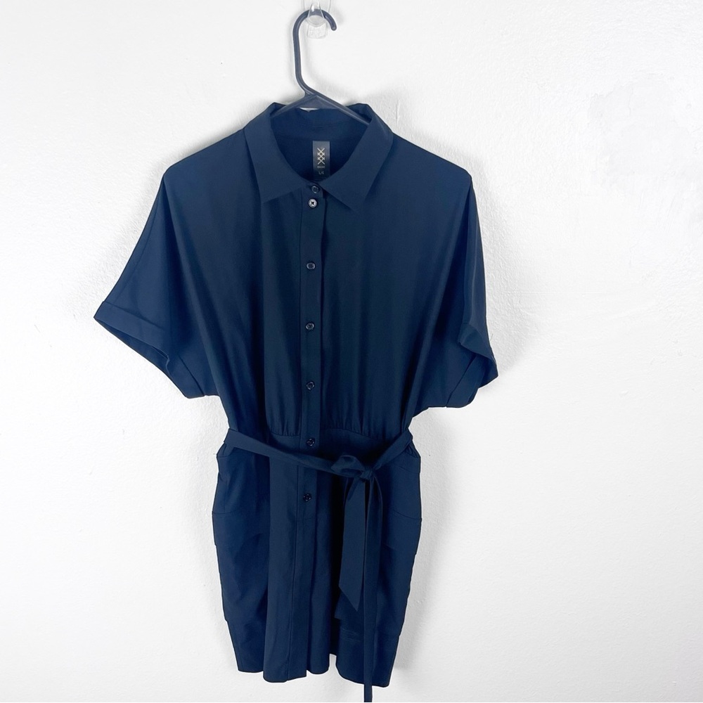 RHÔNE Mirage Water Repellent Short Sleeve Front Button Mini Shirtdress Large